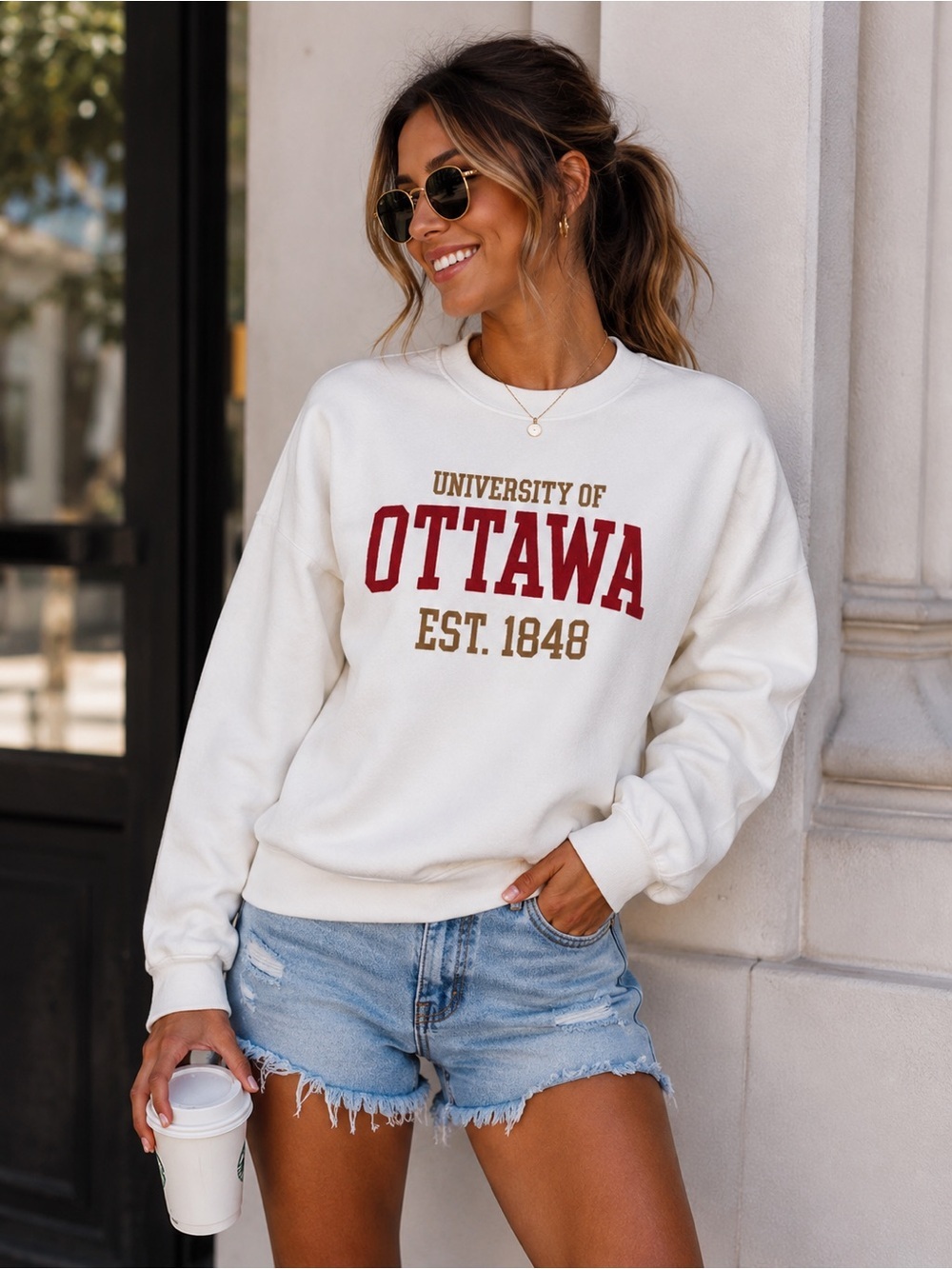 EUC University of Ottawa Performance Crew neck sweatshirt White Large L
